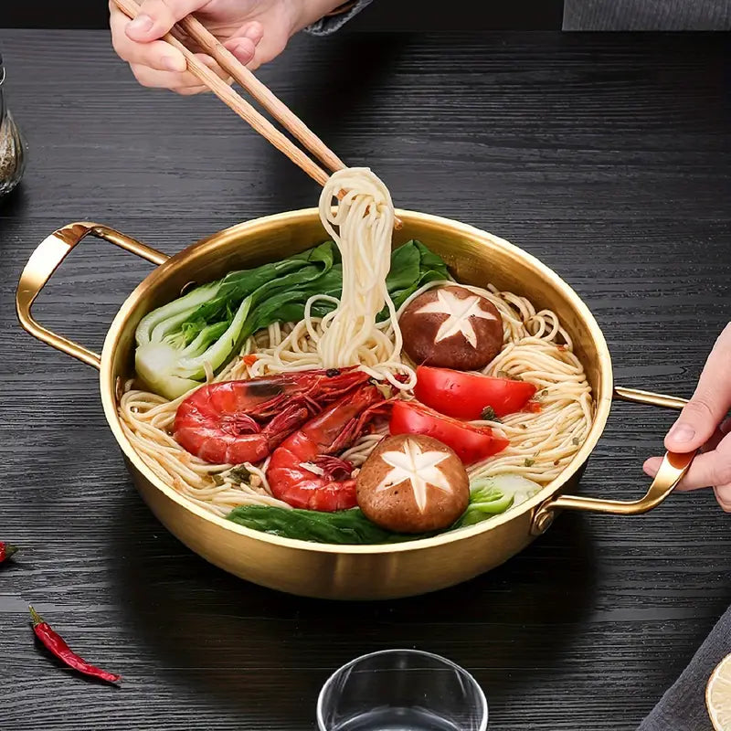 Panela De Ramen Dourada Em Aço Inoxidável, Panela Quente, Panela De Sopa, Utensílios De Cozinha Para Frutos Do Mar, Cozinha, Suprimentos De Restaurante