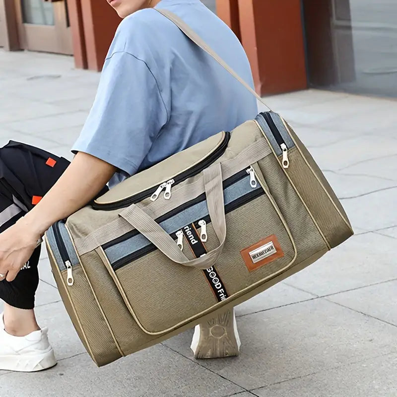 Bolsa de bagagem multifuncional, bolsa de viagem de grande capacidade, bolsa de armazenamento de roupas portátil dobrável para homens, bolsa de viagem de negócios