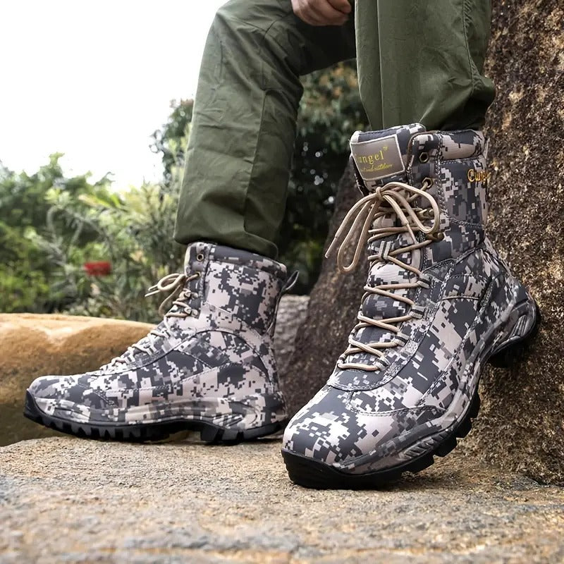 Botas militar com estampa camuflada, confortáveis e antiderrapante. Tamanhos 37-38-39-40-41-42