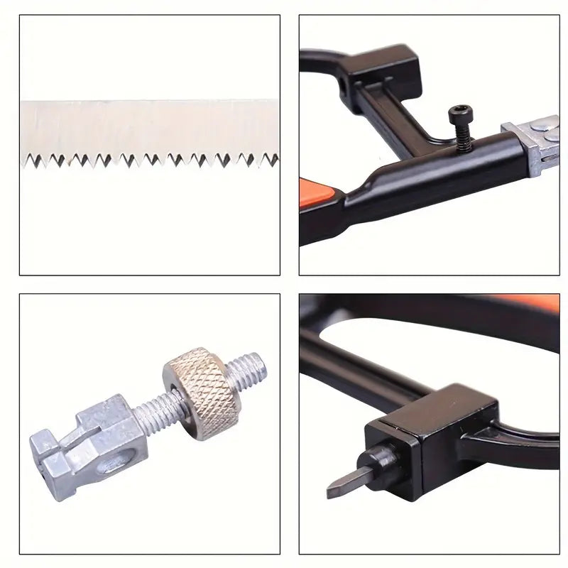 Conjunto de serras de arco, serra de aço de 30.48 cm com lâminas de serra substituíveis e esquadro de metal, 3 peças de serras manuais (serra de arco, mini serra) para madeira, kit de serra manual universal com caixa de ferramentas de múltiplas lâminas