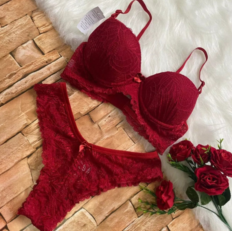 Conjunto todo em renda lingerie sutiã e calcinha. Tamanhos P(40) M(42) G(44) GG(46) R$ 69,99