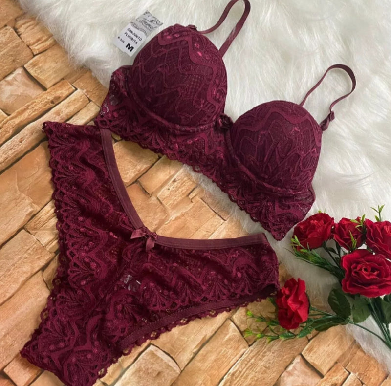 Conjunto todo em renda lingerie sutiã e calcinha. Tamanhos P(40) M(42) G(44) GG(46) R$ 69,99