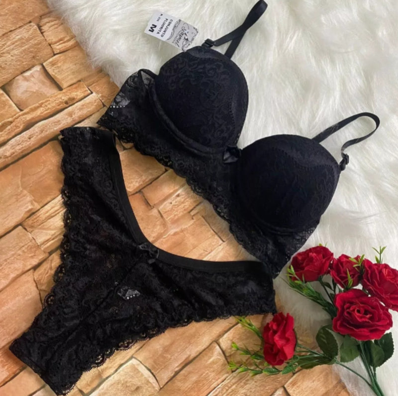 Conjunto todo em renda lingerie sutiã e calcinha. Tamanhos P(40) M(42) G(44) GG(46) R$ 69,99